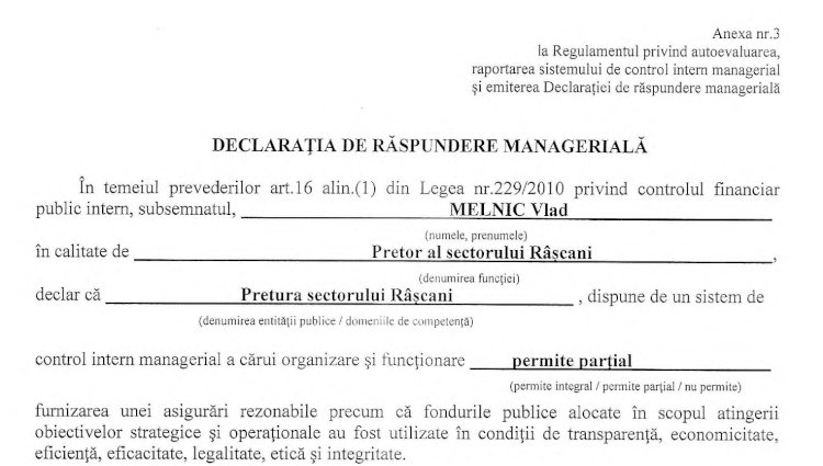 Declarația de răspundere managerială